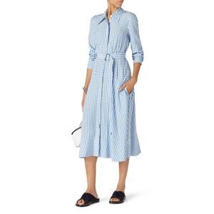 Tibi Women's Blue Gingham Shirtdress Size 8